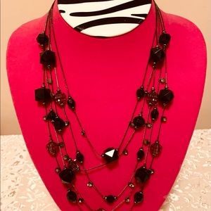 Black Beaded Fashion Necklace NWT